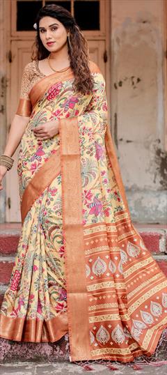 Casual, Traditional Multicolor color Saree in Art Silk, Silk fabric with South Digital Print, Floral work : 1948377