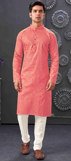Party Wear Pink and Majenta color Kurta Pyjamas in Blended fabric with Printed work : 1948492