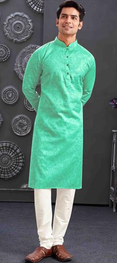 Party Wear Green color Kurta Pyjamas in Blended fabric with Printed work : 1948493