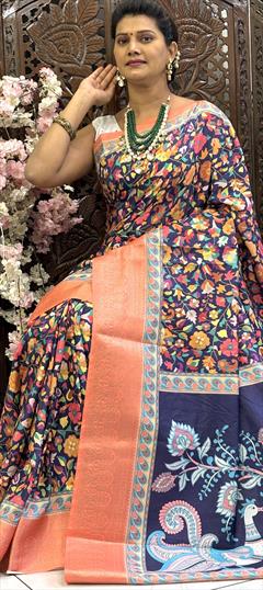 Casual, Traditional Blue color Saree in Art Silk fabric with South Printed work : 1948788