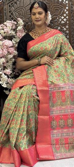 Casual, Traditional Green color Saree in Art Silk fabric with South Digital Print work : 1948794