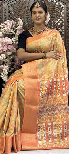 Casual, Traditional Yellow color Saree in Art Silk fabric with South Digital Print work : 1948801