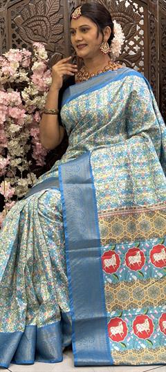 Casual, Traditional Blue color Saree in Art Silk fabric with South Digital Print work : 1948813