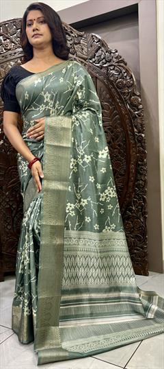 Casual, Traditional Green color Saree in Art Silk fabric with South Digital Print, Floral work : 1948867
