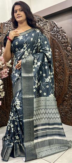 Casual, Traditional Blue color Saree in Art Silk fabric with South Digital Print, Floral work : 1948873