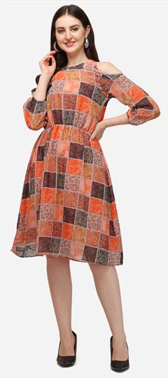 Summer Multicolor color Dress in Georgette fabric with Printed work : 1948942