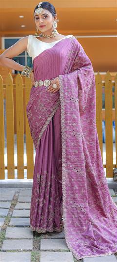 Festive, Traditional Purple and Violet color Saree in Art Silk fabric with South Weaving work : 1949039