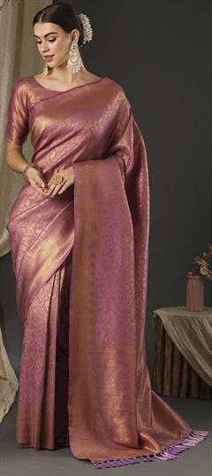 Party Wear, Traditional Purple and Violet color Saree in Art Silk, Silk fabric with South Weaving, Zari work : 1949087