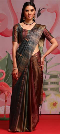 Party Wear, Traditional Multicolor color Saree in Art Silk, Silk fabric with South Printed work : 1949145