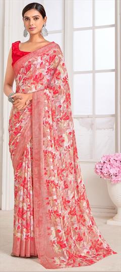 Casual Multicolor color Saree in Chiffon fabric with Classic Floral, Printed work : 1949195