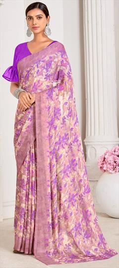 Casual Multicolor color Saree in Chiffon fabric with Classic Floral, Printed work : 1949197