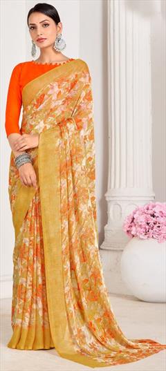 Casual Multicolor color Saree in Chiffon fabric with Classic Floral, Printed work : 1949198