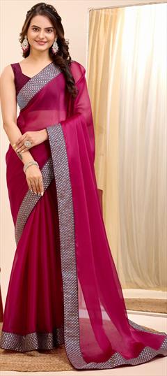 Festive, Traditional Purple and Violet color Saree in Art Silk fabric with South Border, Embroidered work : 1949213