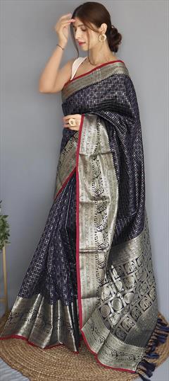 Festive, Traditional Blue color Saree in Art Silk fabric with South Weaving work : 1949798
