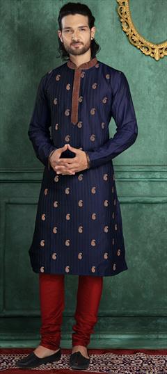 Party Wear Blue color Kurta Pyjamas in Blended fabric with Embroidered work : 1949919