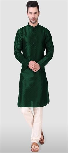 Party Wear Green color Kurta Pyjamas in Art Silk fabric with Weaving work : 1949920