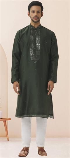 Festive, Party Wear Green color Kurta Pyjamas in Art Silk fabric with Embroidered work : 1950097