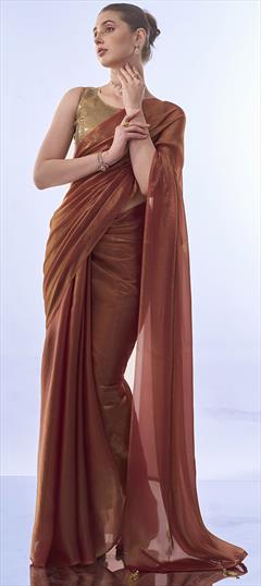 Festive, Reception, Traditional Red and Maroon color Saree in Art Silk fabric with South Thread work : 1950184