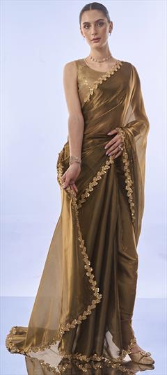 Festive, Reception, Traditional Green color Saree in Art Silk fabric with South Lace work : 1950189