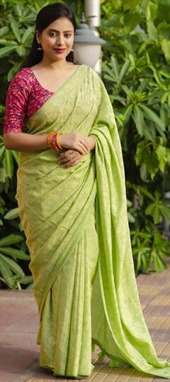 Festive, Traditional Green color Saree in Art Silk fabric with South Thread, Weaving work : 1950202