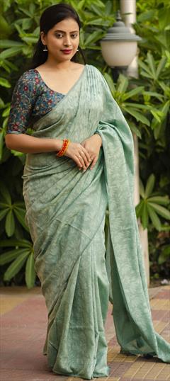 Festive, Traditional Green color Saree in Art Silk fabric with South Thread, Weaving work : 1950203