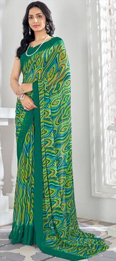 Casual Multicolor color Saree in Chiffon fabric with Classic Printed work : 1950455