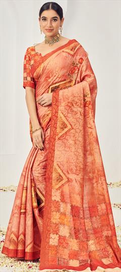 Festive, Reception Pink and Majenta color Saree in Viscose fabric with Classic Digital Print, Floral, Weaving work : 1950876