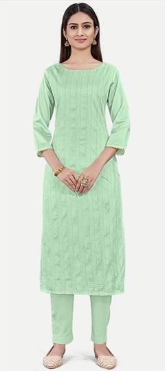 Casual Green color Salwar Kameez in Art Silk fabric with Weaving, Zari work : 1950969