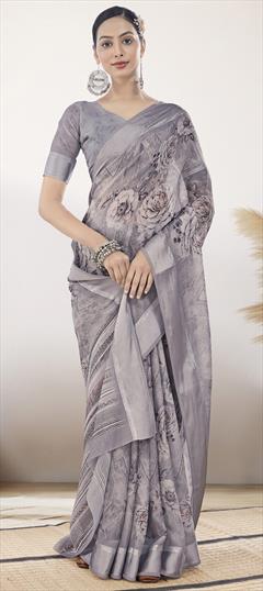 Festive, Party Wear Blue color Saree in Georgette fabric with Classic Floral, Printed work : 1951319