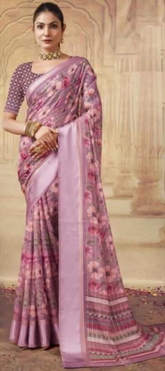 Festive, Party Wear Pink and Majenta color Saree in Georgette fabric with Classic Floral, Printed work : 1951325