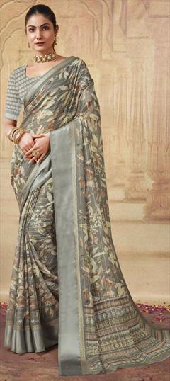 Festive, Party Wear Green color Saree in Georgette fabric with Classic Floral, Printed work : 1951329