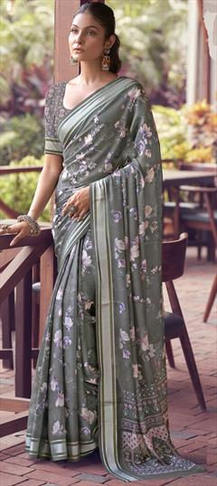 Festive, Party Wear Green color Saree in Georgette fabric with Classic Floral, Printed work : 1951358