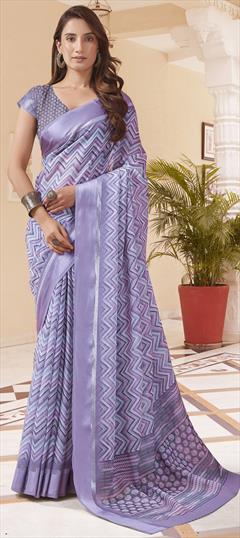 Festive, Party Wear Purple and Violet color Saree in Georgette fabric with Classic Printed work : 1951376