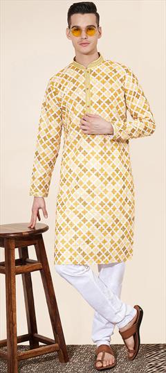 Party Wear Multicolor color Kurta Pyjamas in Cotton fabric with Digital Print, Embroidered, Sequence, Thread work : 1951443