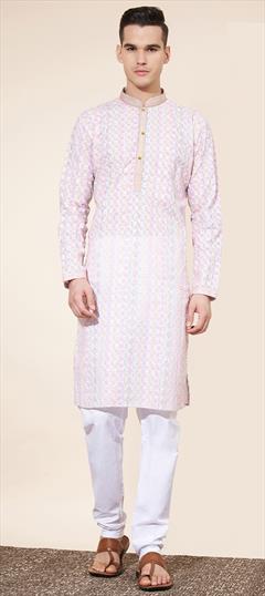 Party Wear Multicolor color Kurta Pyjamas in Cotton fabric with Digital Print, Embroidered, Sequence, Thread work : 1951445