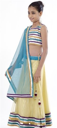 Yellow color Kids Lehenga in Fancy Fabric, Net fabric with Border work : 200617