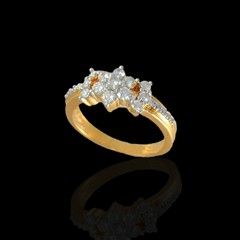 300425: Gold Rodium Polish Ring in Metal Alloy studded with CZ Diamond.