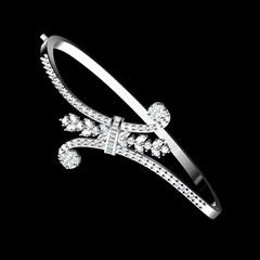 300454: Openable Silver Rodium Polish Bracelet in Metal Alloy studded with CZ Diamond.