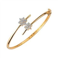 300464: Openable Gold Rodium Polish Bracelet in Metal Alloy studded with CZ Diamond.