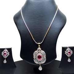 Gold, Pink and Majenta, Silver color Pendant in Metal Alloy studded with CZ Diamond & Gold and Silver Rodium Polish : 300525