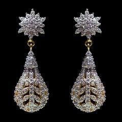 Gold, Silver, White and Off White color Earrings in Metal Alloy studded with CZ Diamond & Gold and Silver Rodium Polish : 301060