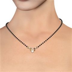 Silver color Mangalsutra in Metal Alloy studded with CZ Diamond & Gold Rodium Polish : 303881
