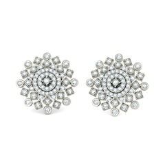 305376: Silver Rodium Polish Earrings in Metal Alloy studded with CZ Diamond.