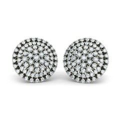 305379: Silver Rodium Polish Earrings in Metal Alloy studded with CZ Diamond.