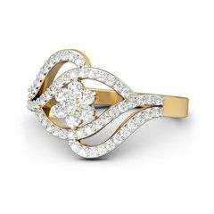 321955 Silver  color family Ring in Metal Alloy Metal with CZ Diamond stone  and Gold Rodium Polish work