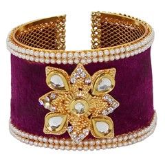 322242 Gold Rodium Polish Purple and Violet color family Bangles in Metal Alloy studded with Austrian diamond,Kundan. 