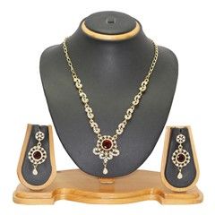 322362 Red and Maroon  color family Necklace in Metal Alloy Metal with Austrian diamond stone  and Gold Rodium Polish work
