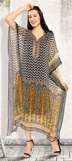 Multicolor color Kaftan in Chiffon fabric with Embroidered, Printed work : 325322