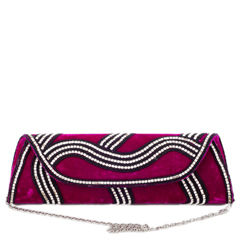 Pink and Majenta color Clutches in Velvet fabric with Bugle Beads work : 330577