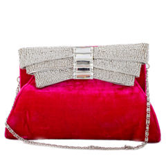 Pink and Majenta color Clutches in Velvet fabric with Stone work : 330589